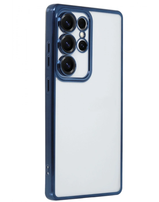 Newface Samsung Galaxy S24 Ultra Kılıf Razer Lensli Silikon - Lacivert