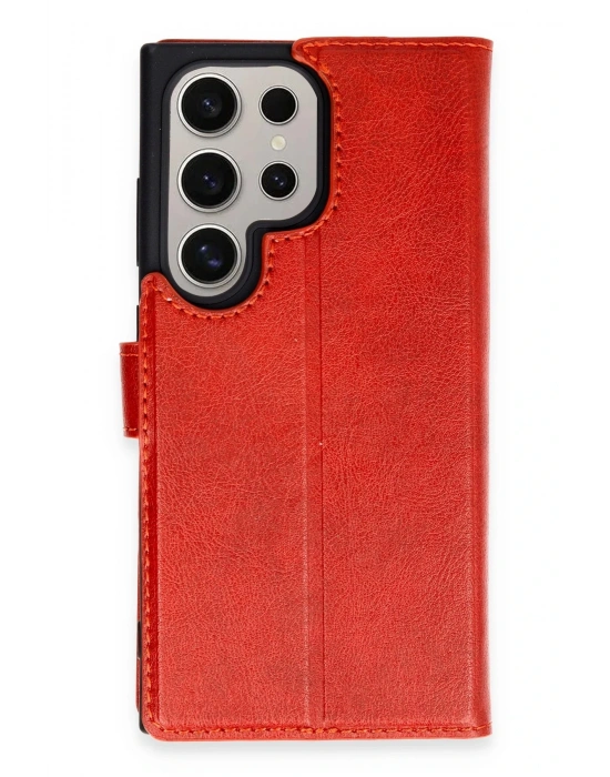 Newface Samsung Galaxy S24 Ultra Kılıf Trend S Plus Kapaklı Kılıf - Kırmızı