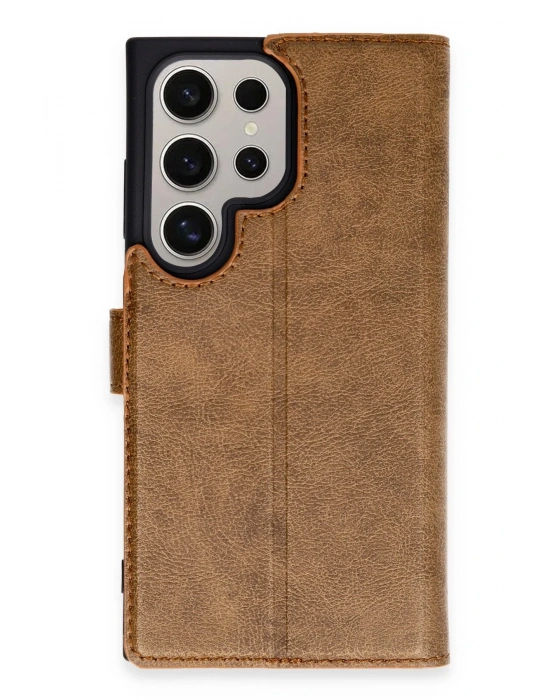 Newface Samsung Galaxy S24 Ultra Kılıf Trend S Plus Kapaklı Kılıf - Taba