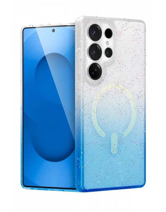 Newface Samsung Galaxy S24 Ultra Pummel Shiny Magsafe Kapak - Mavi