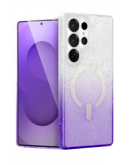 Newface Samsung Galaxy S24 Ultra Pummel Shiny Magsafe Kapak - Mor