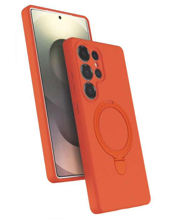 Newface Samsung Galaxy S24 Ultra Regal Magsafe Standlı Kapak - Turuncu