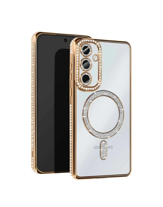 Newface Samsung Galaxy S25 Edge Joke Simli Magneticsafe Kılıf - Gold