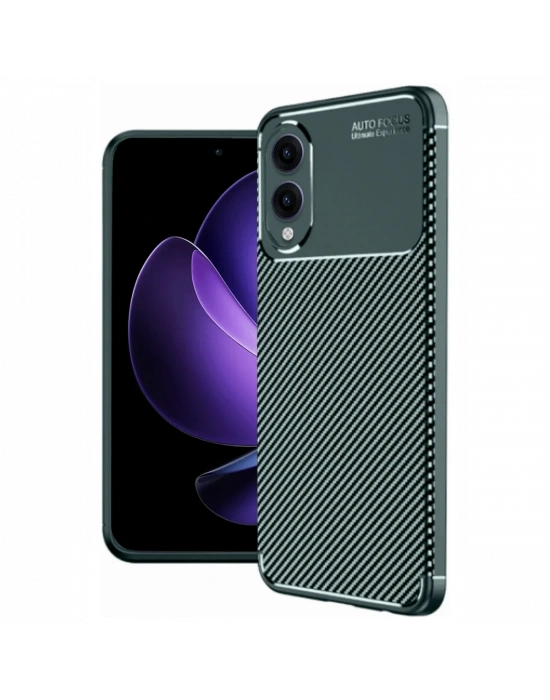 Newface Samsung Galaxy S25 Edge Kılıf Auto Focus Karbon Kapak - Koyu Yeşil