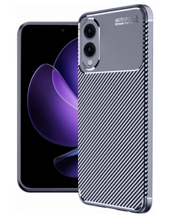 Newface Samsung Galaxy S25 Edge Kılıf Auto Focus Karbon Kapak - Lacivert