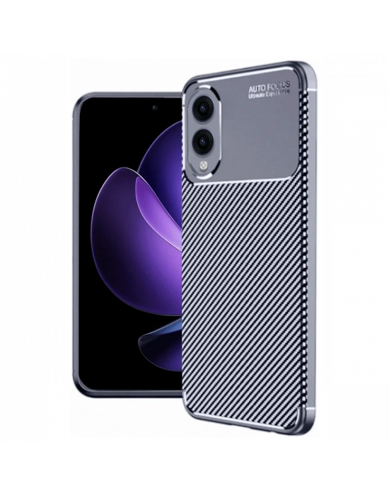 Newface Samsung Galaxy S25 Edge Kılıf Auto Focus Karbon Kapak - Lacivert