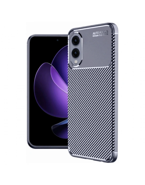 Newface Samsung Galaxy S25 Edge Kılıf Auto Focus Karbon Kapak - Lacivert