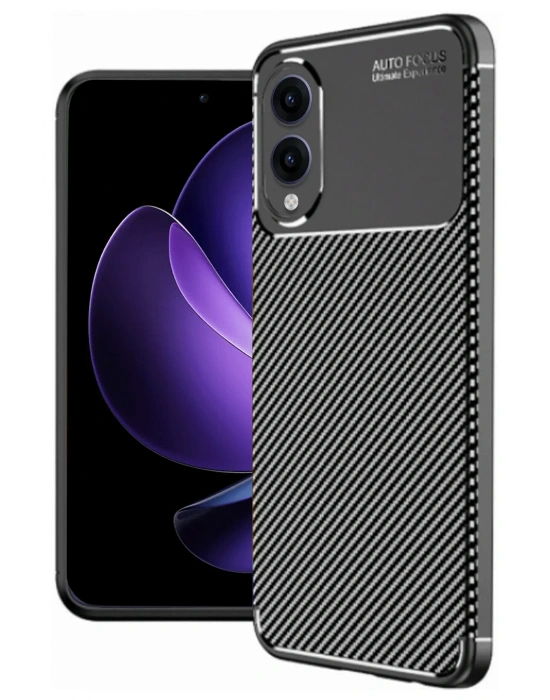 Newface Samsung Galaxy S25 Edge Kılıf Auto Focus Karbon Kapak - Siyah