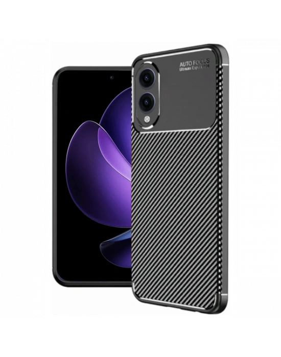 Newface Samsung Galaxy S25 Edge Kılıf Auto Focus Karbon Kapak - Siyah