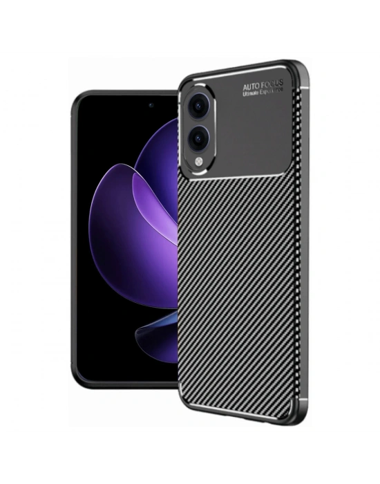Newface Samsung Galaxy S25 Edge Kılıf Auto Focus Karbon Kapak - Siyah