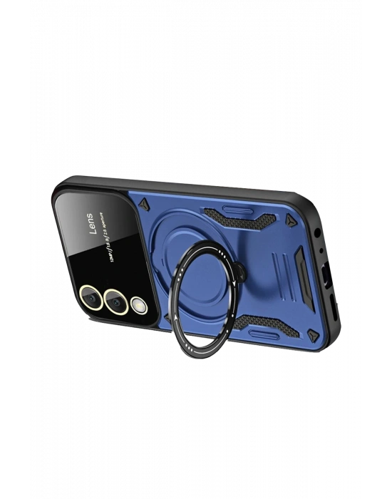 Newface Samsung Galaxy S25 Edge Kılıf Joy Lens Standlı Kapak - Lacivert