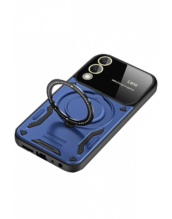 Newface Samsung Galaxy S25 Edge Kılıf Joy Lens Standlı Kapak - Lacivert