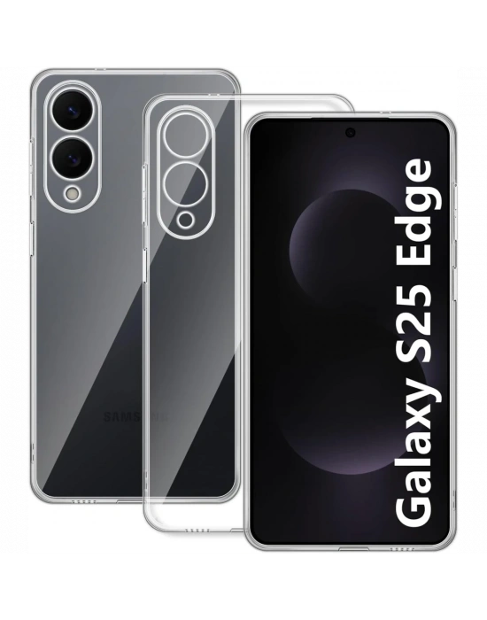 Newface Samsung Galaxy S25 Edge Kılıf Lüx Şeffaf Silikon