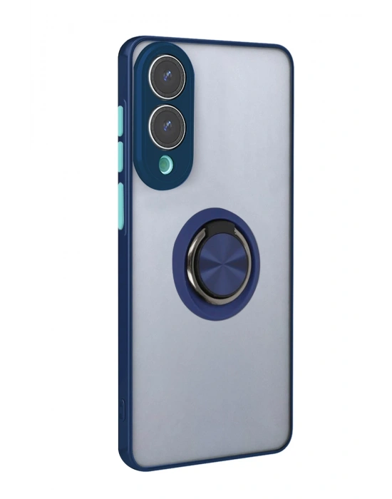 Newface Samsung Galaxy S25 Edge Kılıf Montreal Yüzüklü Silikon Kapak - Lacivert