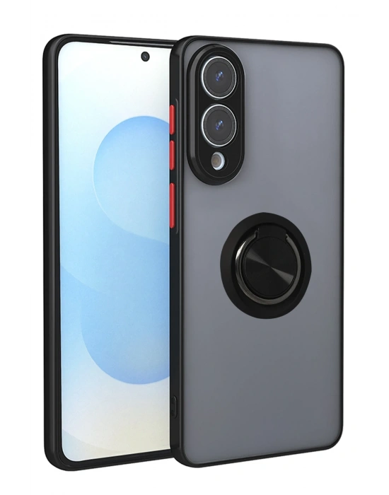 Newface Samsung Galaxy S25 Edge Kılıf Montreal Yüzüklü Silikon Kapak - Siyah