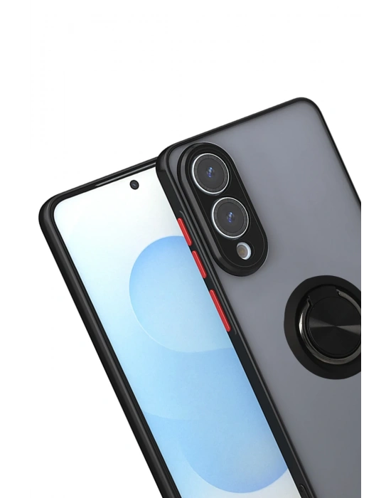 Newface Samsung Galaxy S25 Edge Kılıf Montreal Yüzüklü Silikon Kapak - Siyah