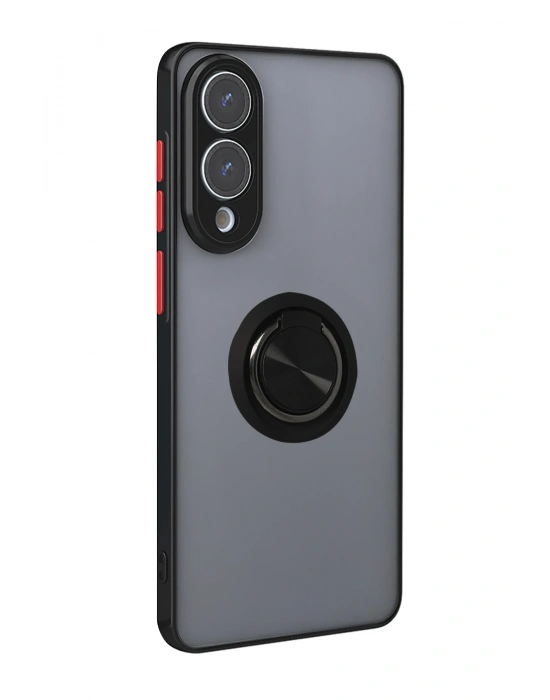 Newface Samsung Galaxy S25 Edge Kılıf Montreal Yüzüklü Silikon Kapak - Siyah