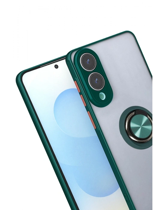 Newface Samsung Galaxy S25 Edge Kılıf Montreal Yüzüklü Silikon Kapak - Yeşil