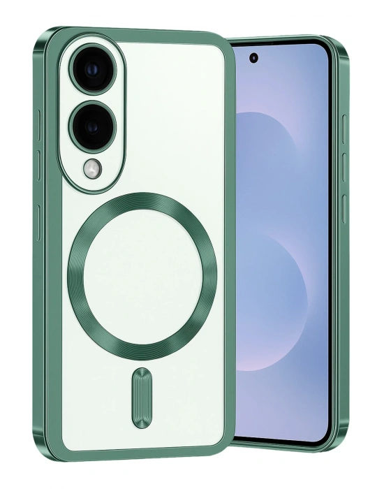 Newface Samsung Galaxy S25 Edge Kross Magneticsafe Kapak - Koyu Yeşil