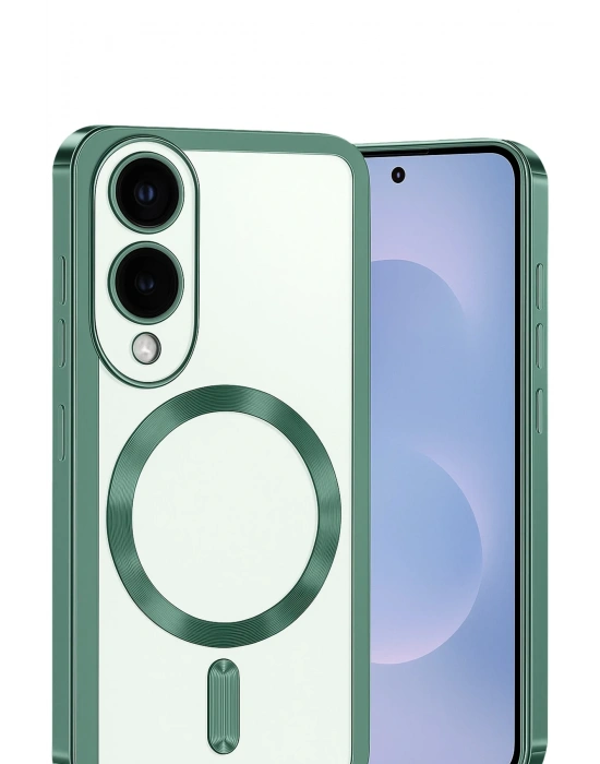 Newface Samsung Galaxy S25 Edge Kross Magneticsafe Kapak - Koyu Yeşil