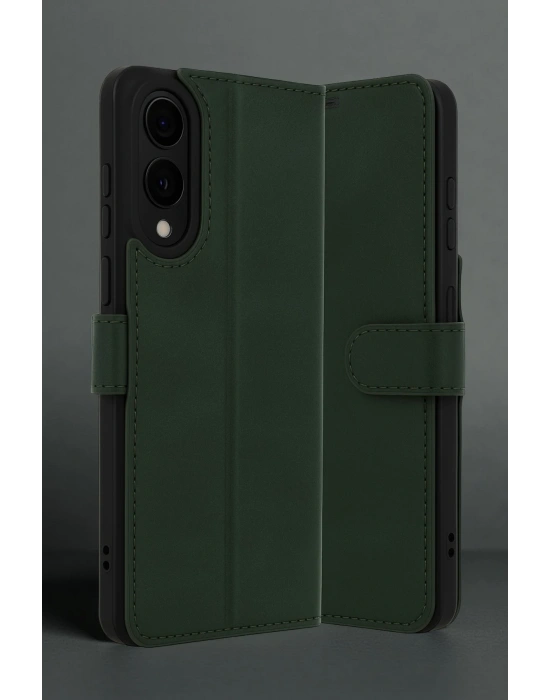 Newface Samsung Galaxy S25 Edge Trend S Plus Kapaklı Kılıf - Koyu Yeşil