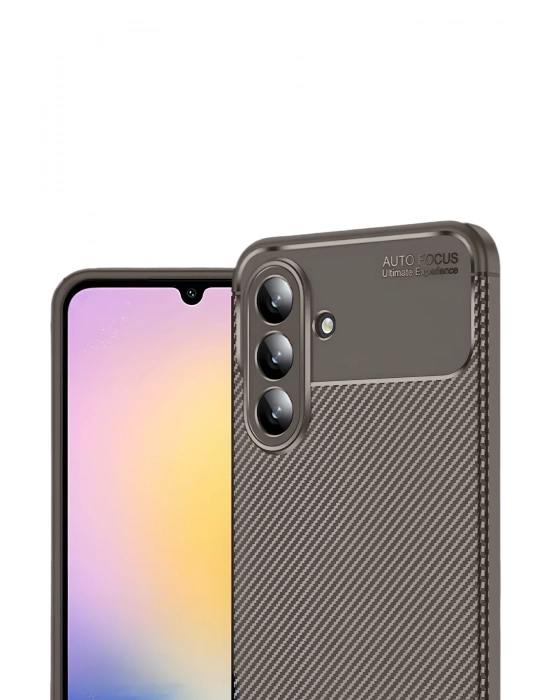 Newface Samsung Galaxy S25 FE Auto Focus Karbon Kapak - Kahverengi