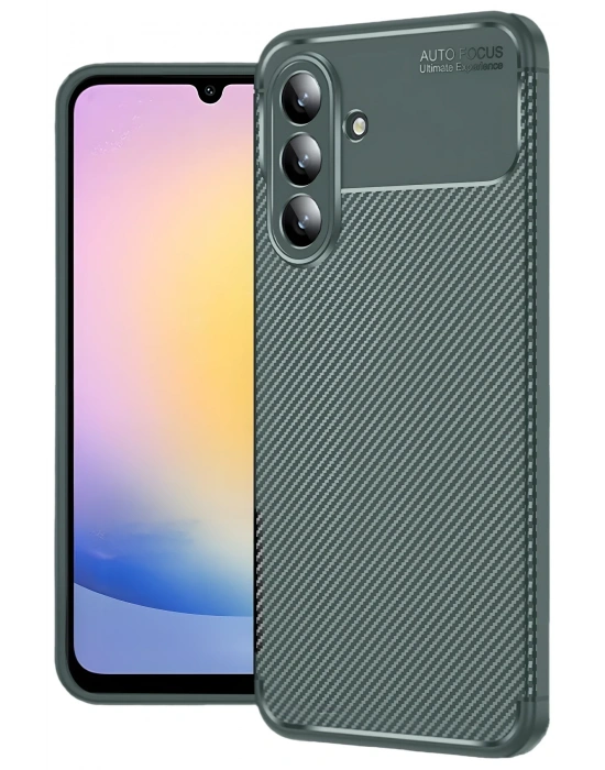 Newface Samsung Galaxy S25 FE Auto Focus Karbon Kapak - Koyu Yeşil