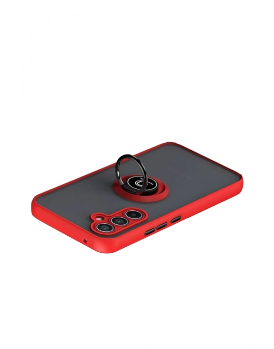 Newface Samsung Galaxy S25 FE Montreal Yüzüklü Silikon Kapak - Kırmızı