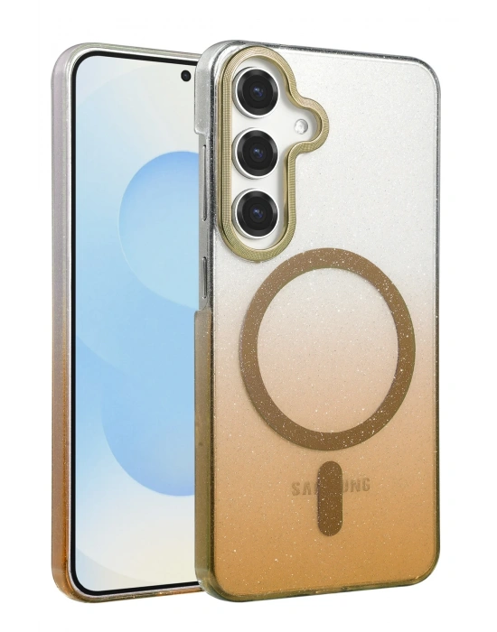 Newface Samsung Galaxy S25 Glossy Magsafe Kapak - Çöl Titanyum