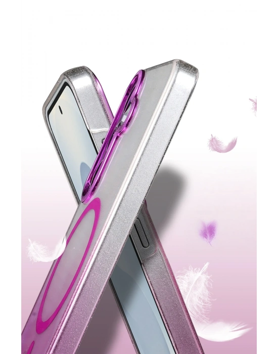 Newface Samsung Galaxy S25 Glossy Magsafe Kapak - Mor