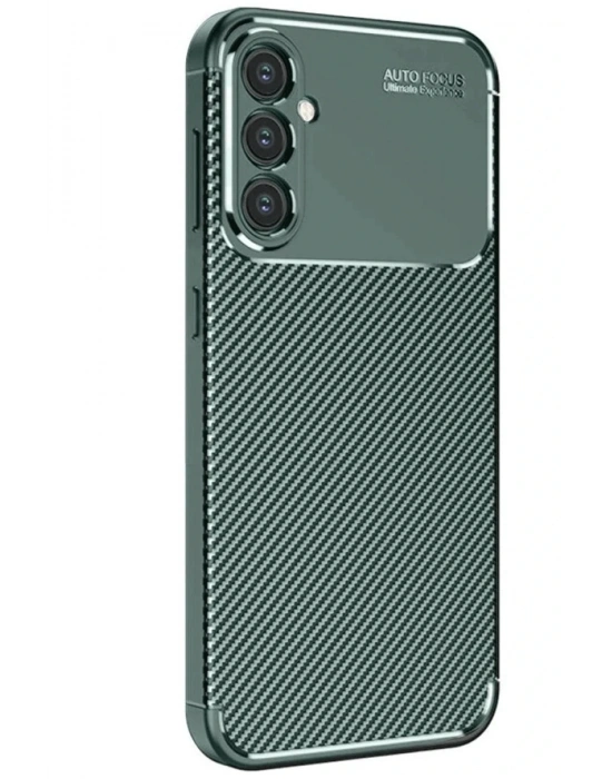 Newface Samsung Galaxy S25 Kılıf Auto Focus Karbon Kapak - Koyu Yeşil