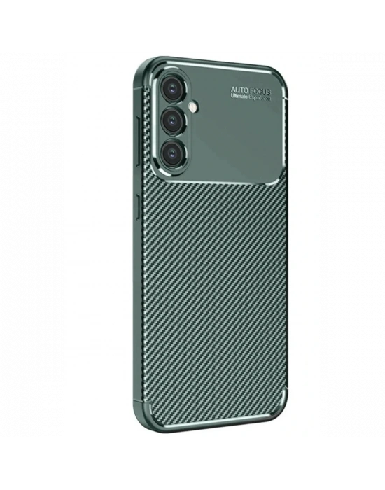 Newface Samsung Galaxy S25 Kılıf Auto Focus Karbon Kapak - Koyu Yeşil