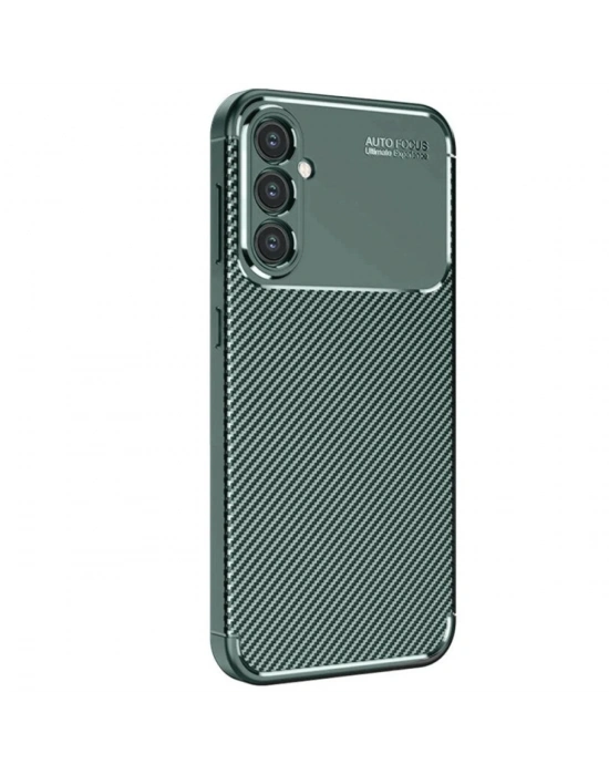 Newface Samsung Galaxy S25 Kılıf Auto Focus Karbon Kapak - Koyu Yeşil