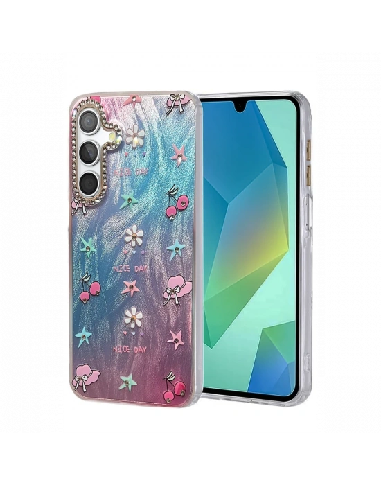 Newface Samsung Galaxy S25 Kılıf Blade Aynalı Desenli Kapak - Desen 4