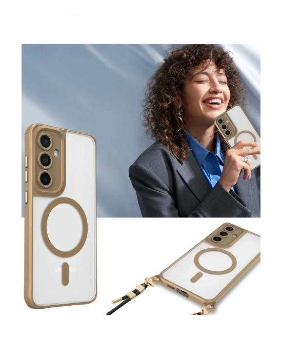 Newface Samsung Galaxy S25 Kılıf Enka Magsafe Silikon Kılıf - Şeffaf