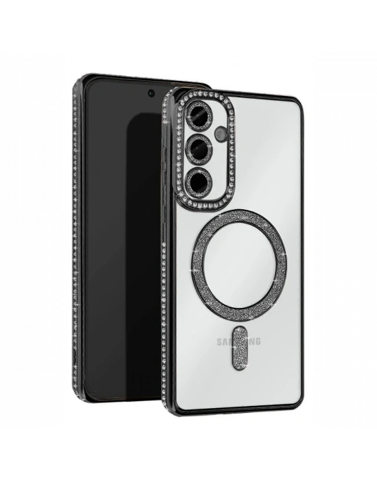 Newface Samsung Galaxy S25 Kılıf Joke Simli Magneticsafe Kılıf - Siyah