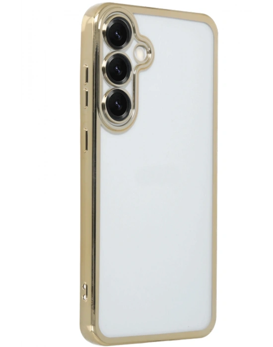 Newface Samsung Galaxy S25 Kılıf Razer Lensli Silikon - Gold