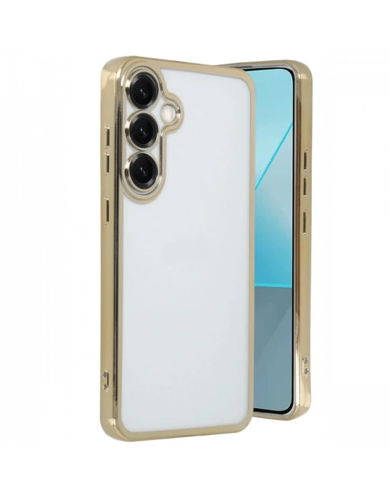 Newface Samsung Galaxy S25 Kılıf Razer Lensli Silikon - Gold