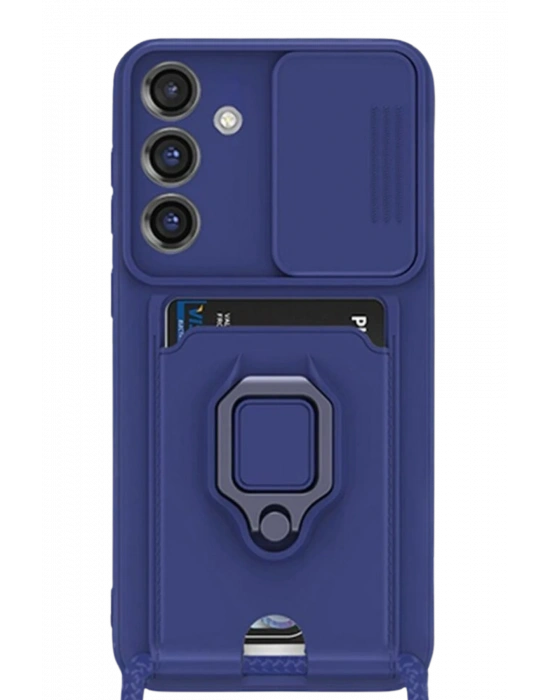 Newface Samsung Galaxy S25 Plus Kılıf Zuma Kartvizitli Yüzüklü Silikon - Lacivert