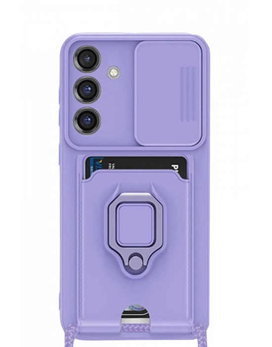 Newface Samsung Galaxy S25 Plus Kılıf Zuma Kartvizitli Yüzüklü Silikon - Lila