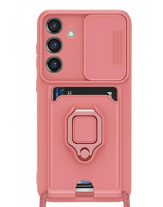 Newface Samsung Galaxy S25 Plus Kılıf Zuma Kartvizitli Yüzüklü Silikon - Pembe