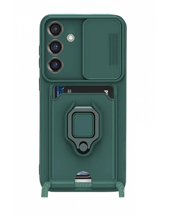 Newface Samsung Galaxy S25 Plus Kılıf Zuma Kartvizitli Yüzüklü Silikon - Yeşil