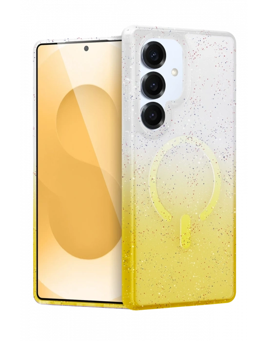 Newface Samsung Galaxy S25 Plus Pummel Shiny Magsafe Kapak - Gold