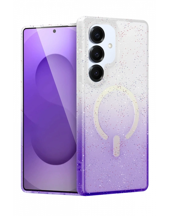 Newface Samsung Galaxy S25 Pummel Shiny Magsafe Kapak - Mor