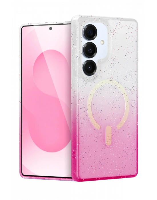 Newface Samsung Galaxy S25 Pummel Shiny Magsafe Kapak - Pembe