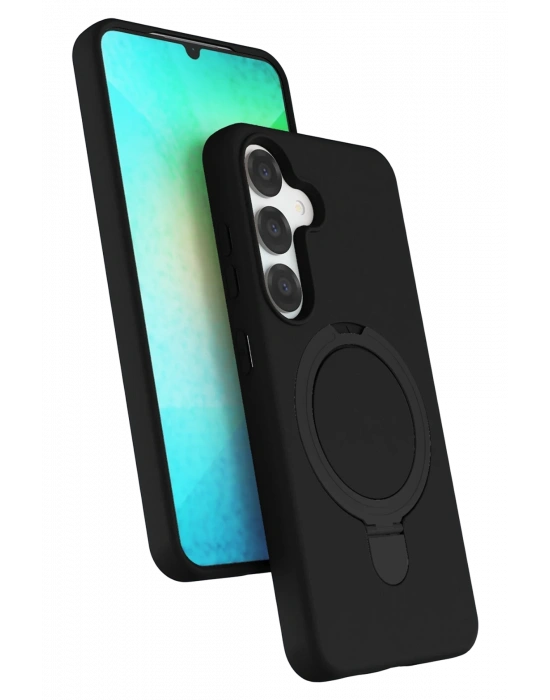 Newface Samsung Galaxy S25 Regal Magsafe Standlı Kapak - Siyah