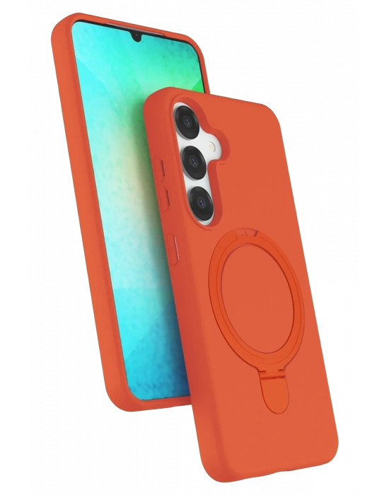 Newface Samsung Galaxy S25 Regal Magsafe Standlı Kapak - Turuncu