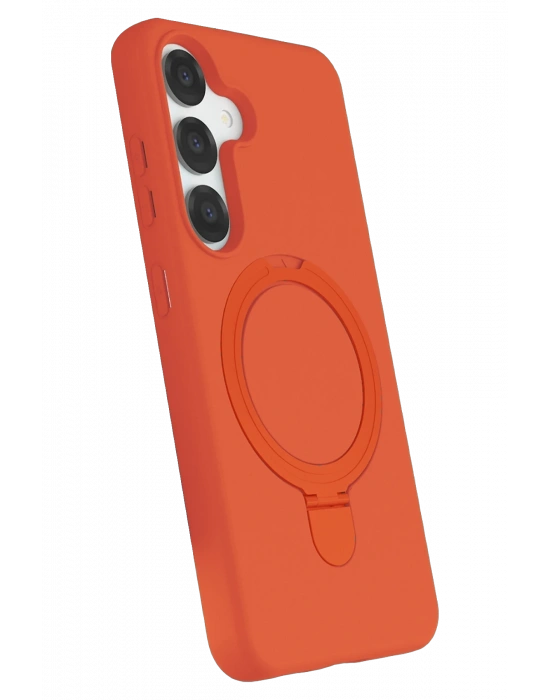 Newface Samsung Galaxy S25 Regal Magsafe Standlı Kapak - Turuncu