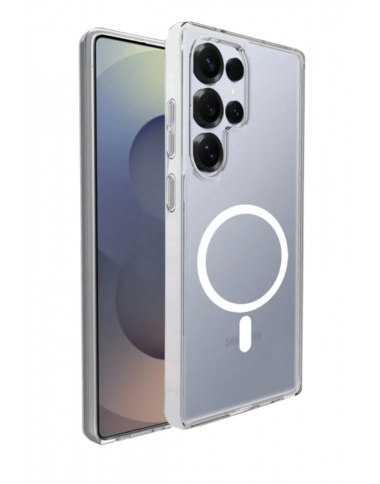 Newface Samsung Galaxy S25 Ultra Combo Sert Şeffaf Magsafe Kapak - Şeffaf