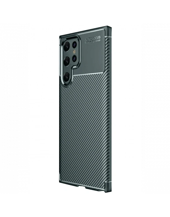 Newface Samsung Galaxy S25 Ultra Kılıf Auto Focus Karbon Kapak - Koyu Yeşil